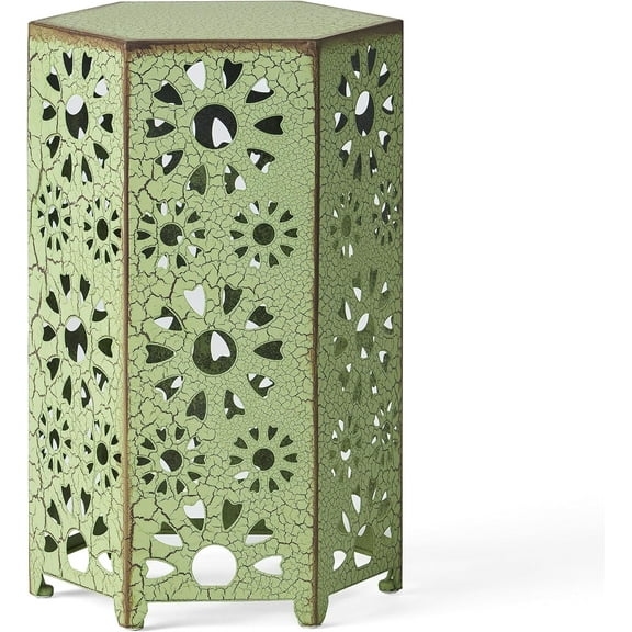 Christopher Knight Home Eliana Outdoor 12" Sunburst Iron Side Table, Crackle Green