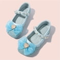 thumbnail image 2 of Viluyesy Girls Princess Dress Shoes - Toddler Bow Pearl Rhinestone Flats Soft Sole Ballet Slip-On Wedding Party Stage Performance School Uniform (2.5-11.5 Years) Blue Size 1 M, 2 of 7