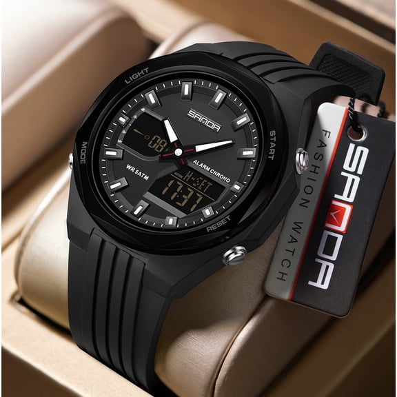 Digital Watch for Men, 4 Alarm with Snooze Multi-Function Sports Watch with Interval Timer, Backlight, Waterproof, for Students and Outdoor Use
