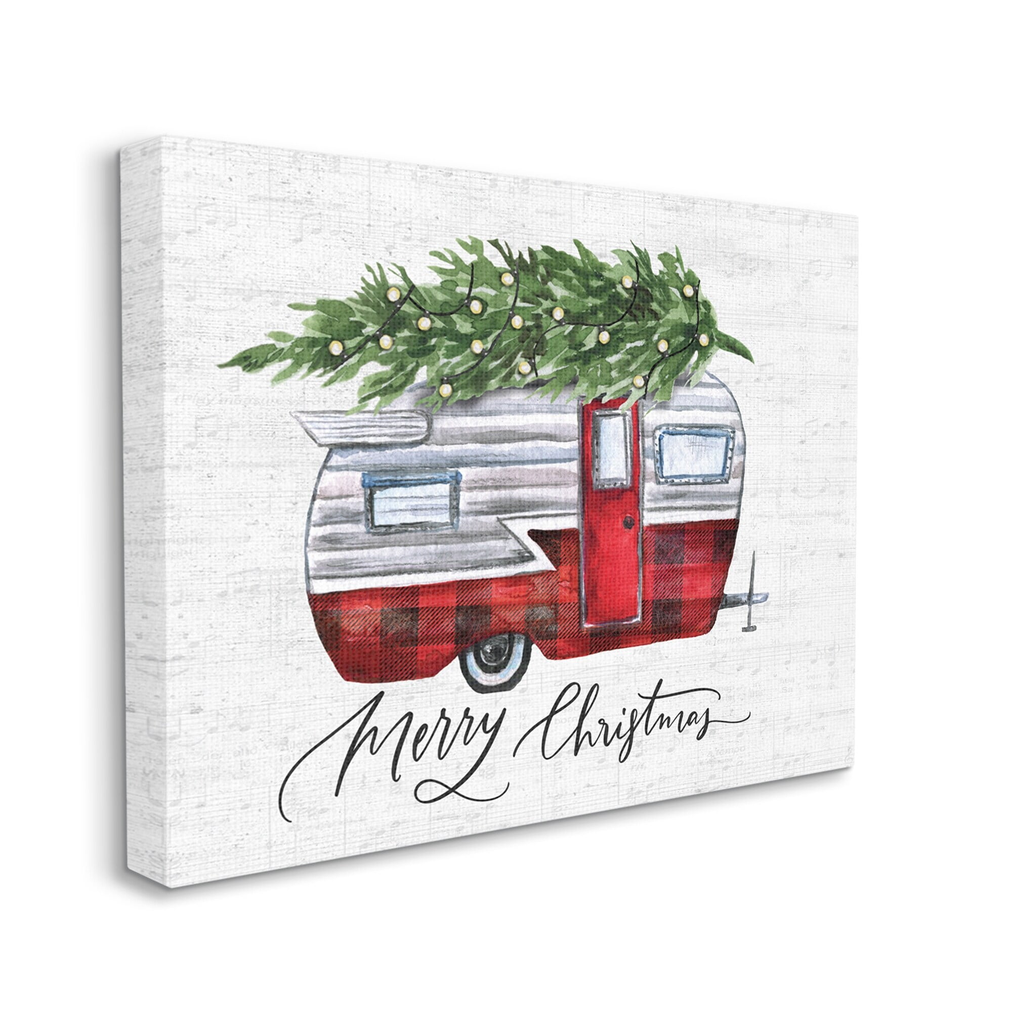 Stupell Industries Rustic Winter Camper Merry Christmas Phrase Holiday Painting Gallery Wrapped Canvas Art Print Wall Art, 16 x 20