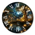 thumbnail image 2 of Designart "Gold Teal Fractal Enchanted Oasis" Modern Oversized Wall Clock, 2 of 5