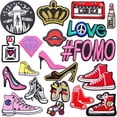 thumbnail image 2 of 20pcs Pretty Embroidered Iron on Patches Lipstick Sexy Mouth High Heel Shoes Cosmetics Sew on Appliques Decorative Repair Patch for Women DIY Clothing Dress Bag Hat Craft, 2 of 8