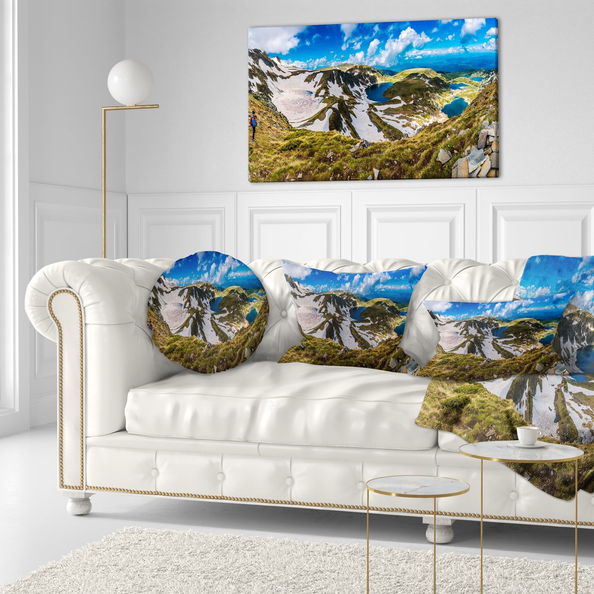 Designart Clouds Over Seven Rila Lakes - Landscape Printed Throw Pillow - 12x20