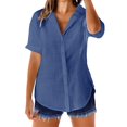 thumbnail image 4 of Jxximdong Button-up Shirts for Women Womens Casual Button Down Short Sleeve Shirts 2025 Summer Fashion Cotton Linen Shirt Top Blouses Spring Tops, 4 of 8