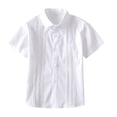 thumbnail image 2 of Mifsaly Girls Uniform Shirts Toddler Kids Back To School Blouses Eyelet Lace Peter Pan Collar Short Sleeve Button Up Shirt, 2 of 8