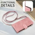 thumbnail image 5 of Wallet Case Compatible with iPhone 15, Premium PU Leather Zipper Flip Folio Wallet Magnetic Snap with Detachable Wrist Strap & Shoulder Strap Built-in Kickstand Protective Case - Pink, 5 of 6