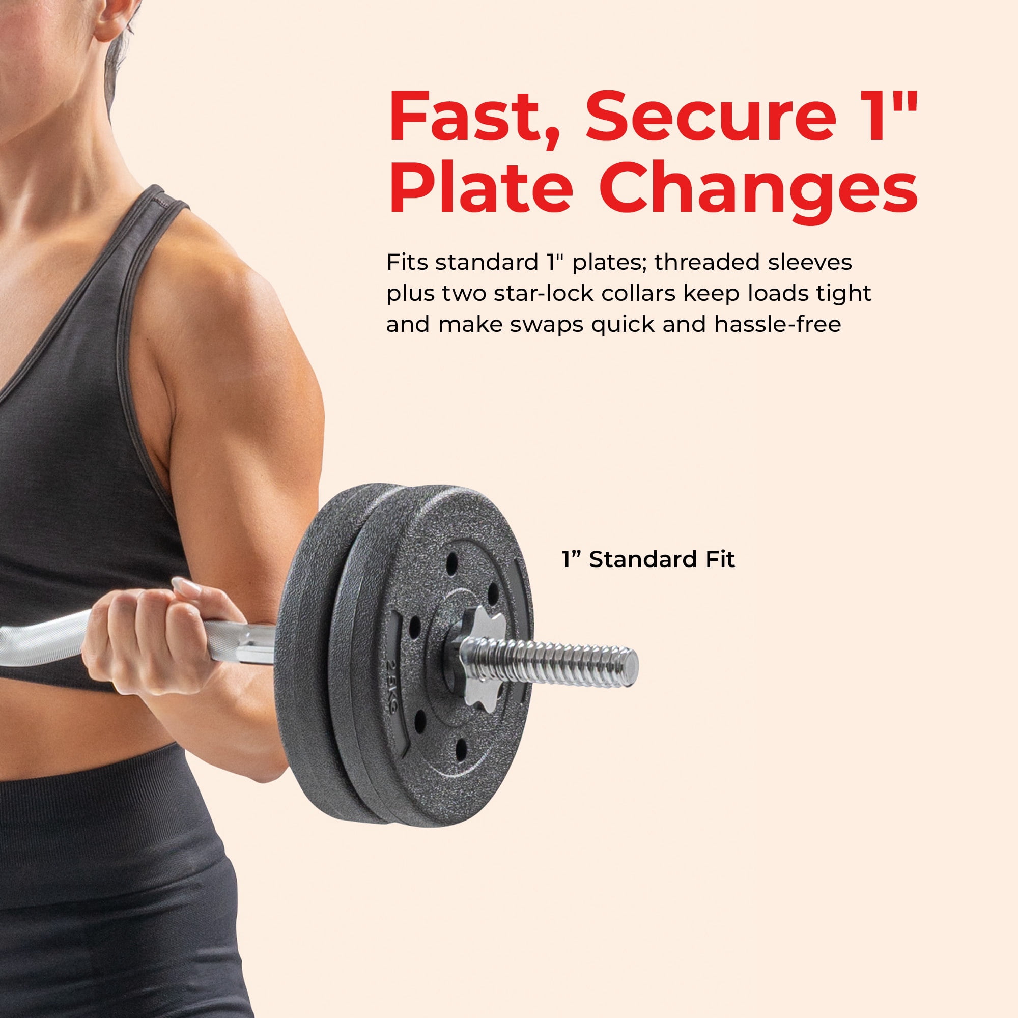 Sunny Health & Fitness 47" Threaded EZ Curl Chrome Bar - SF-SB03-47