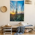 thumbnail image 2 of Saguaro Cactus Decor Wall Hanging Tapestry, Sun Shine is Setting Between Cactus Spines Magical Noon Landscape Wild Design, Bedroom Living Room Dorm Accessories, 60 X 80 Inches, by Ambesonne, 2 of 5
