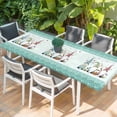 thumbnail image 2 of Happy Easter Table Cloths for 8 Foot Rectangle Tables, Cute Gnomes Eggs Green Bunny Flowers Border Patio Waterproof Elastic Fitted Tablecloths, Washable Rectangular Table Cover for Camping, 2 of 8