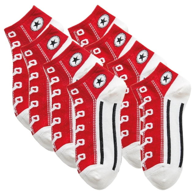 Medias con Estampado VersSockRed 4Pares Rojo 5-9.5US Converse Calcetines Tubo Corto Poliéster.