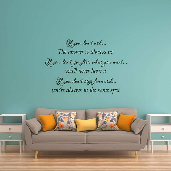 VWAQ If You Don't Ask The Answer is Always No Vinyl Wall Decal Inspirational Quotes Positive Stickers Encouraging Sayings