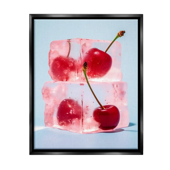 Stupell Industries Cherry Ice Cubes Food & Beverage Painting Black Floater Framed Canvas Art Print Wall Art, 17 x 21