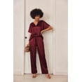 thumbnail image 4 of Ekouaer Satin Pajama Set Womens Silk Short Sleeve V Neck Shirt with Long Pant Soft Loungewear Pjs Set, 4 of 6
