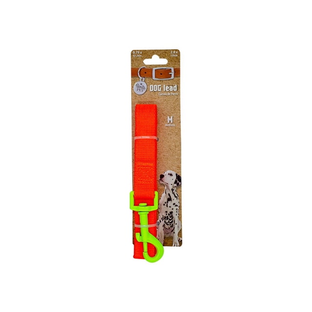 Correa Para Perro Retro Naranja Gancho Neón Amarillo Mediano Importadora La Merced Ergonómico Altamente Resistente