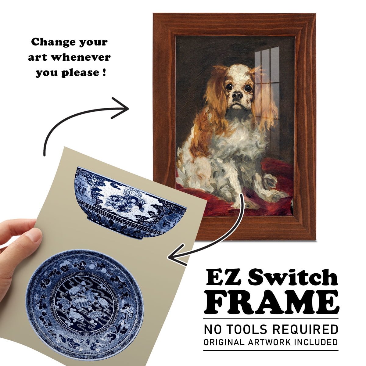 Porcelain in Blue and White I -Framed Print w/glass-Chestnut