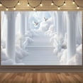 thumbnail image 3 of Heaven Backdrop Dreamy Clouds Columns White Doves Wedding Photography Background Stairs to Heaven Baptism Anniversary Party Decorations Banner Supplies Photo Booth Props, 3 of 6