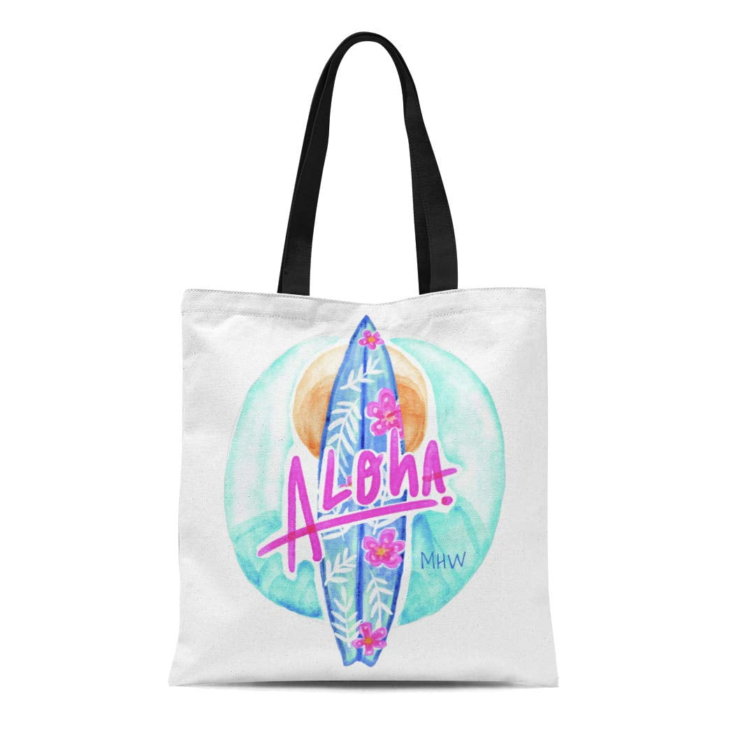 JSDART Canvas Tote Bag Surf Aloha Hawaiian Surfer Custom Monogram
