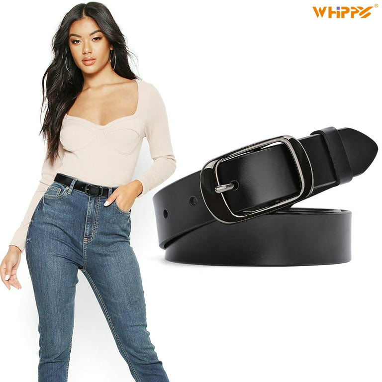 LV Women Casual Black Genuine Leather Belt Black - Price in India