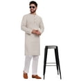 thumbnail image 6 of SKAVIJ Men's Cotton 2 Piece Set Casual Henley Shirts with Trouser Round Neck Long Sleeve Regular Outfit (X-Large,Offwhite), 6 of 6