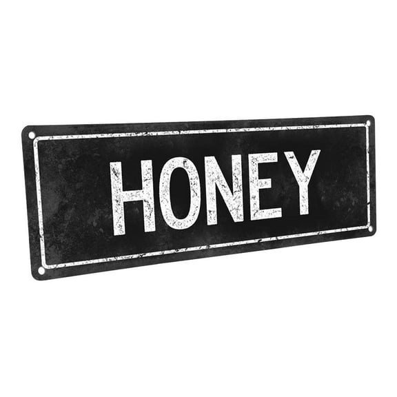 Black Honey 4"x12" Metal Sign, Wall Décor for Kitchen and Dining