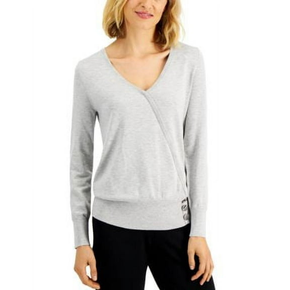 MSRP $50 Jm Collection Surplice Sweater Gray Size Medium