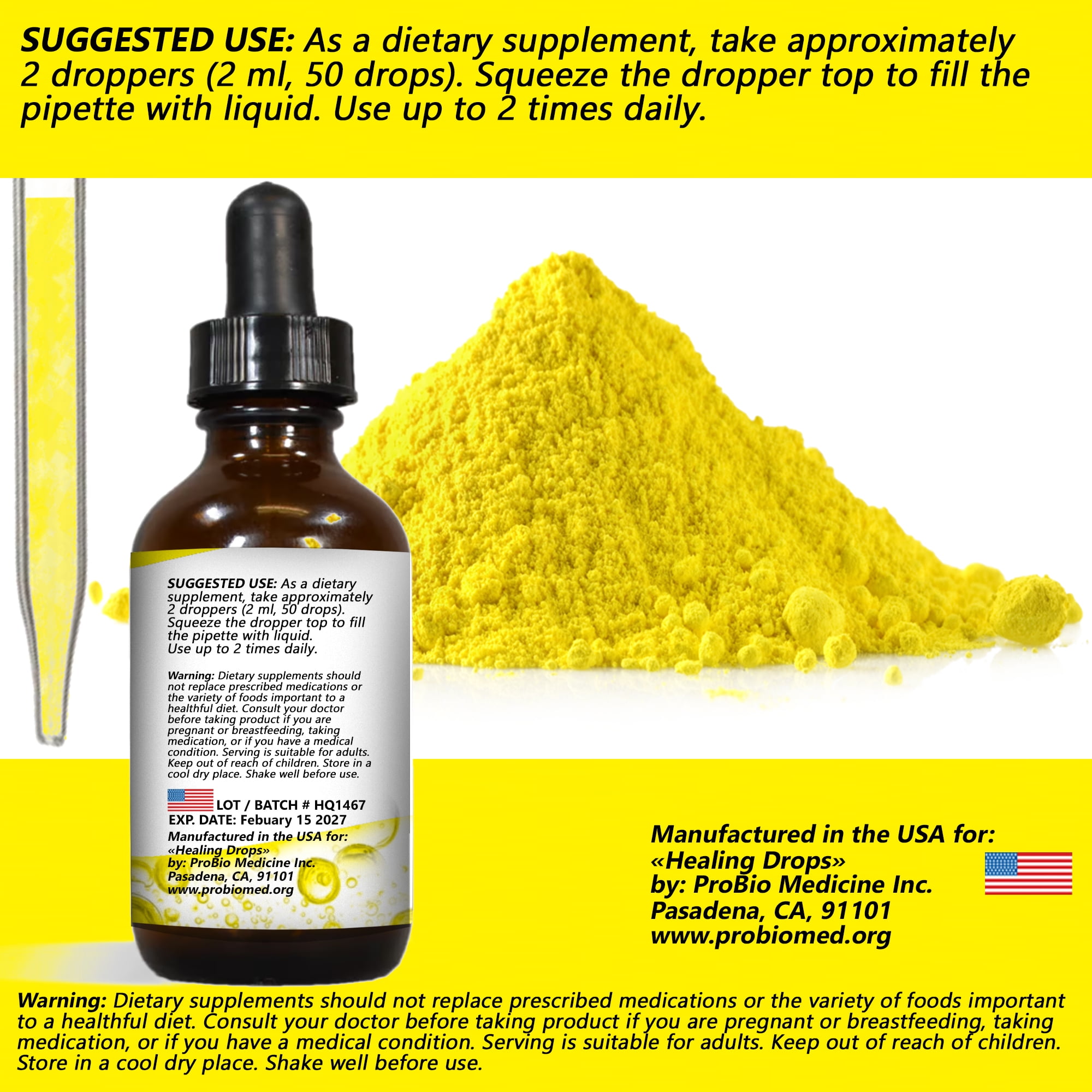 Healing Drops Liquid Quercetin - Natural Immune Support & Respiratory Benefits - Vegan & Gluten-Free Quercetin Supplement for Enhanced Absorption - 2oz (60ml)