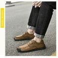 thumbnail image 6 of Men's Casual Leather Shoes Hand-Stitched Fashion Classic Loafers Lightweight Lace-Up Non-Slip Wear-Resistant Work Shoes Yellow 9 US, 6 of 7