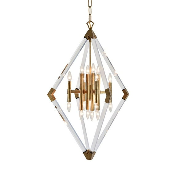 Bethel International Chandelier Antique Gold Metal & Acrylic
