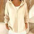 thumbnail image 2 of Shadoumai Relaxed Fit Solid Zip Up Hooded Sweatshirt For Women Casual Long Sleeve Everyday Wear With Front Pockets And Soft Interior, 2 of 4
