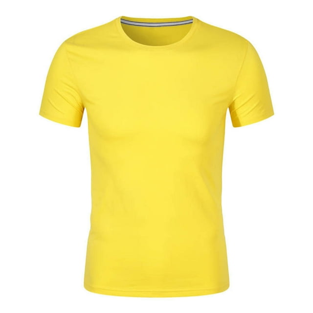 Viluyesy Men's Quick Dry Summer Active T-Shirt Crewneck Muscle Loose Soft Stretch Short Sleeve Yellow S