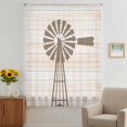 thumbnail image 3 of Rustic Windmill Sheer Curtains 96 Inches Long, Vintage Country Farmhouse Wooden Grain Light Filering Curtains, Privacy Drapes Simi Floor to Veiling Curtain for Living Room Large Window Treatment, 3 of 9