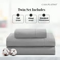 thumbnail image 3 of Casa Platino 100% Cotton Sheets Twin Size Set – Naturally Soft & Cool Percale Sheets For All-Season Luxury Comfort, Easy To Wash, 15” Snug Fit Deep Pocket – Silver, 3 of 8