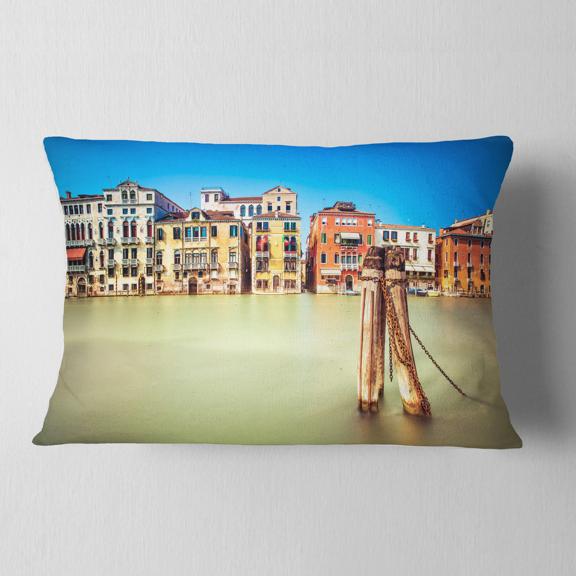 Designart Traditional Buildings of Venice - Landscape Printed Throw Pillow - 12x20