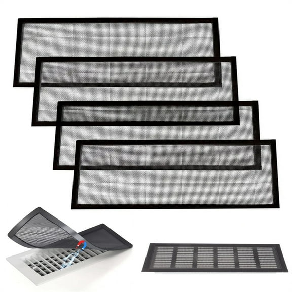 Scheam Magnetic Floor Vent Covers 4 Pcs Black Mesh Ceiling Vent Covers Upgrade Air Vent Screen Cover Rectangle Wall Vent Screen Trap for Home Office (Balck)