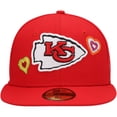 thumbnail image 2 of Men's New Era Red Kansas City Chiefs Chain Stitch Heart 59FIFTY Fitted Hat, 2 of 5