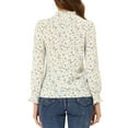 thumbnail image 3 of Allegra K Women's Ruffled Mock Neck Smocked Long Sleeve Printed Blouse, 3 of 6