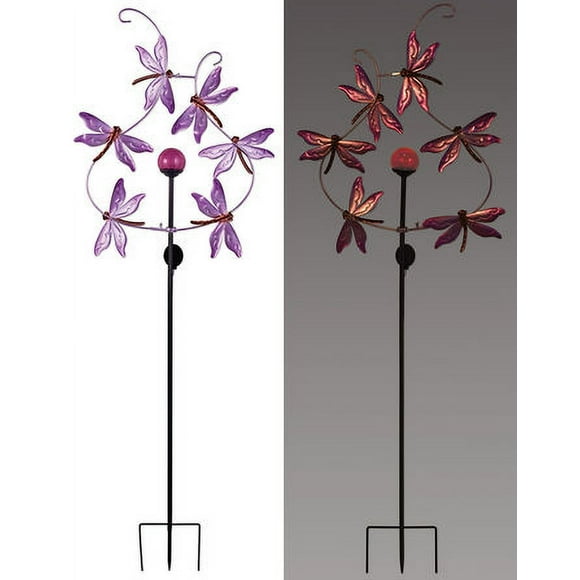 Sunset Vista 93534 Bright Metal Garden Stake Solar Spinner, 81-Inch, Dragonfly