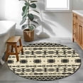 thumbnail image 4 of Black Khaki Boho Round Area Rugs Collection 4', Vintage Ethnic Tribe Abstract Art Retro Non Slip Indoor Circular Throw Runner Rug Floor Mat Carpet for Living Room Dining Table Bedroom Nursery, 4 of 7