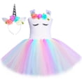 thumbnail image 5 of Vestido de tul con tutú de unicornio y princesa para niñas, con flores pastel, para fiesta de cumpleaños de niñas, disfraces de Halloween para niños, 5 of 5