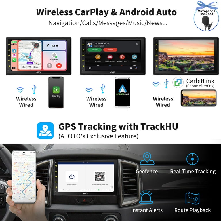 ATOTO S8 MS Android Double Din Car Stereo Touchscreen 7 inch QLED  Display,4G+32G Wireless Android Auto & Wireless CarPlay with GPS Tracking  Built in 4G LTE HD Rearview Split Screen Bluetooth Radio 