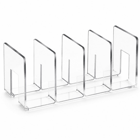Charcrocsm Clear Acrylic 4-Section File Organizer, Desktop Magazine and Book Holder with Carry Handle for Home Office and School Supplies
