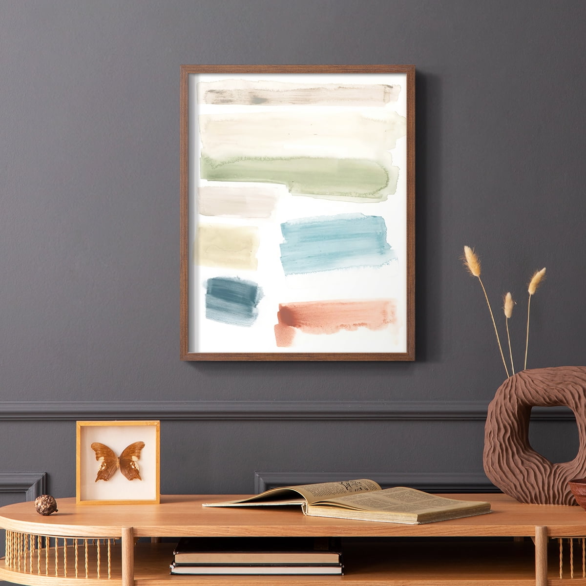 Watercolor Swatches I Framed Print in Brown Solid Wood 11 x 14 Framed Print