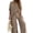 Camel, variant on Xioeram 2 Pcs/Set Women Top Pants Set High Waist Solid Color Wide Leg Pleated Trousers V Neck Bat Sleeve Loose T-shirt Casual Commute Outfit Blouse Pants Set