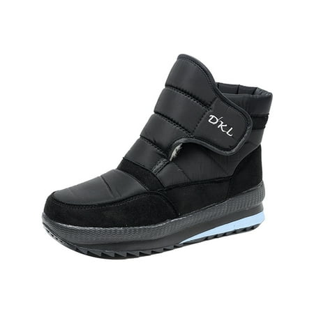 

SIMANLAN Womens Comfort Snow Boots Non Slip Round Toe Walking Magic Tape Platform Ankle Bootie Black Style B 10