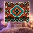thumbnail image 2 of Southwestern Diamond Pattern On Terracotta Field, Calming Boho Style for Boho Decor Lovers, Geometric Wall Art, Housewarming Gift Tapestry Wall Hanging for Bedroom and Living Room, 2 of 7