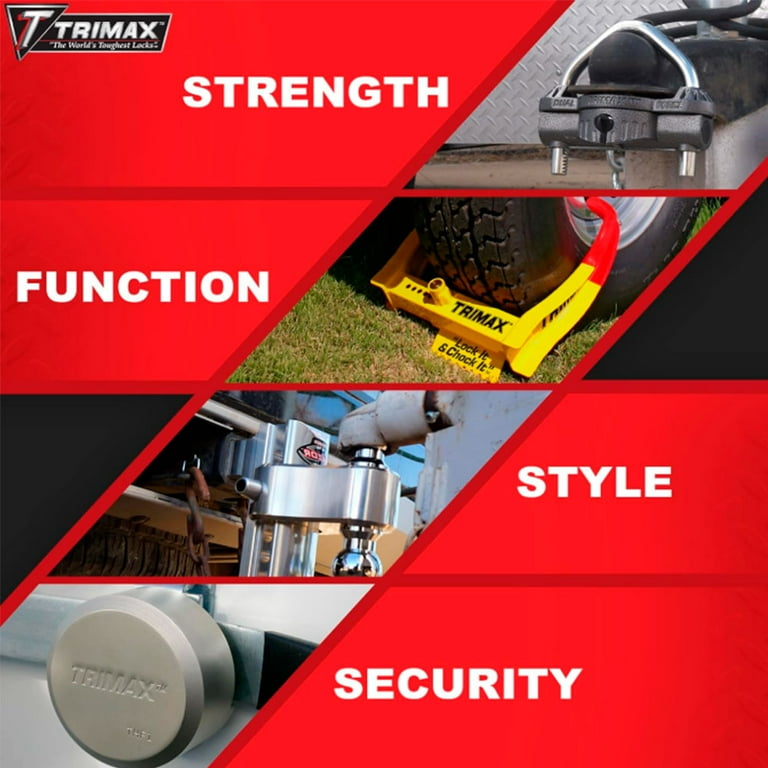 TRIMAX TCL65 Deluxe Universal Wheel Chock Lock, Yellow/Red