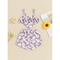 thumbnail image 4 of Suealasg 2Pcs Toddler Girl Summer Clothes 6M 1T 2T 3T 4T Baby Girl Casual Beach Outfits Sleeveless Daisy Print Heart Cami Tops and Elastic Waist Shorts Set, 4 of 7