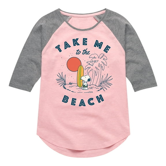 Peanuts - Take Me To The Beach - Toddler And Youth Girls Raglan Graphic T-Shirt