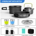 thumbnail image 4 of Juego de 15 piezas de utensilios de cocina para camping, juego de ollas, sartenes, hervidor antiadherentes y livianos con tazas, platos, tenedores, cuchillos y cucharas de acero inoxidable, 4 of 4