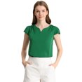 thumbnail image 1 of Camiseta Manga Tulipán Cuello En V Básico Para Mujer Verde oscuro M, 1 of 6